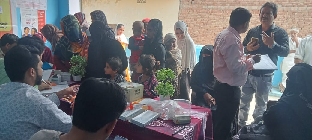 Community members at a health check-up camp