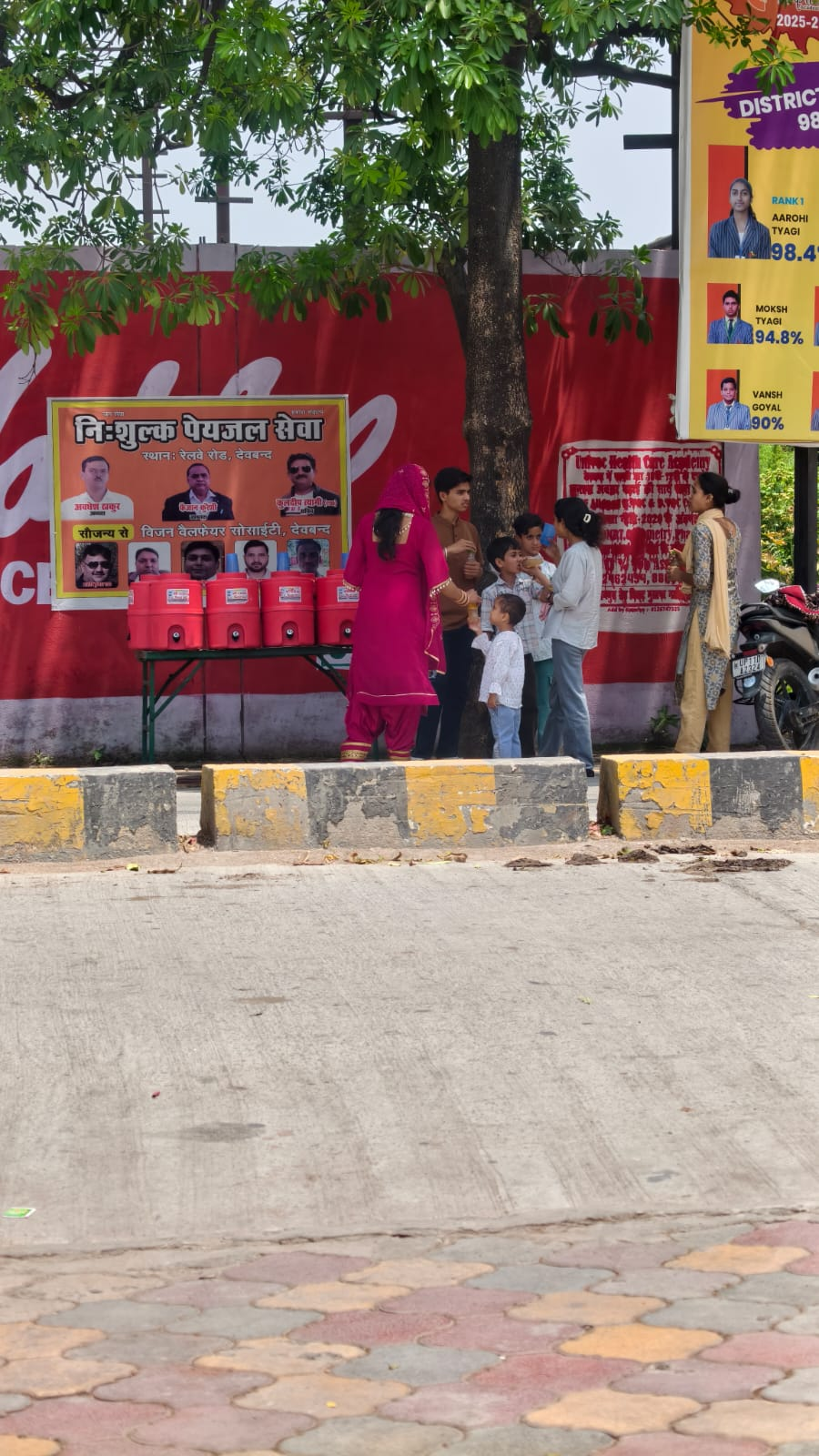 Drinking water coolers set up near a railway station